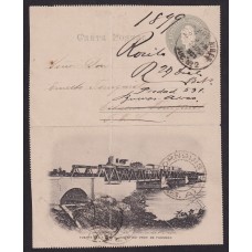 ARGENTINA ENTERO POSTAL GJ CAP-27-R TARJETA POSTAL CON ILUSTRACION USADA CON DOBLEZ U$ 50 FERROCARRIL TUCUMAN